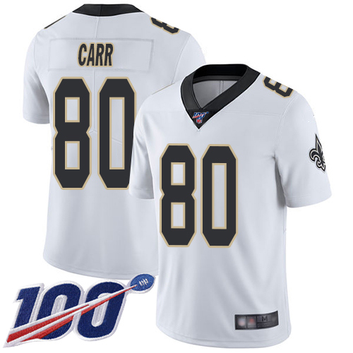 Men New Orleans Saints Limited White Austin Carr Road Jersey NFL Football #80 100th Season Vapor Untouchable Jersey